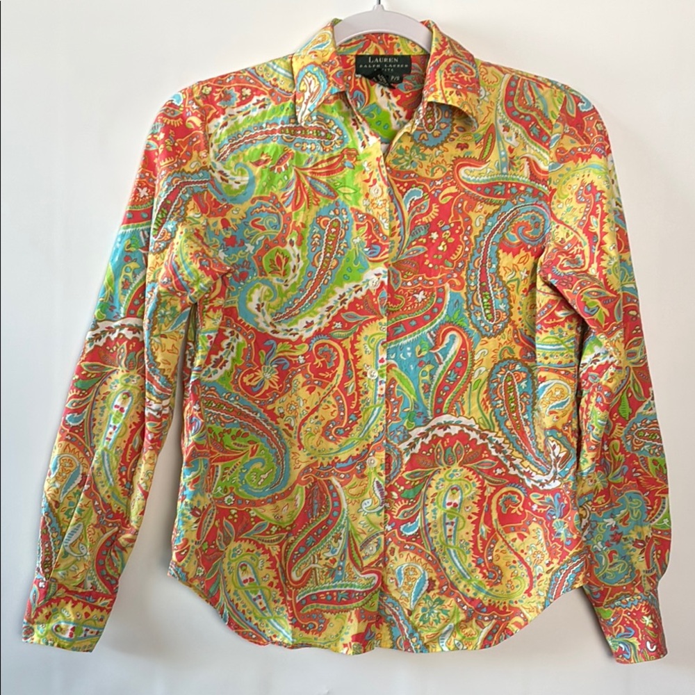 Ralph Lauren Vibrant Paisley Button Down Long Sleeve Shirt